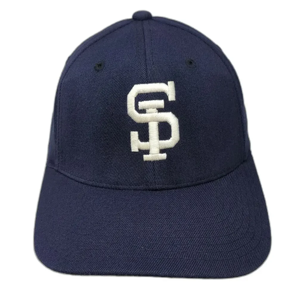 Pacific Headwear Baseball Cap Blue 8 Interlocking SI Logo Gray Underbrim Hat